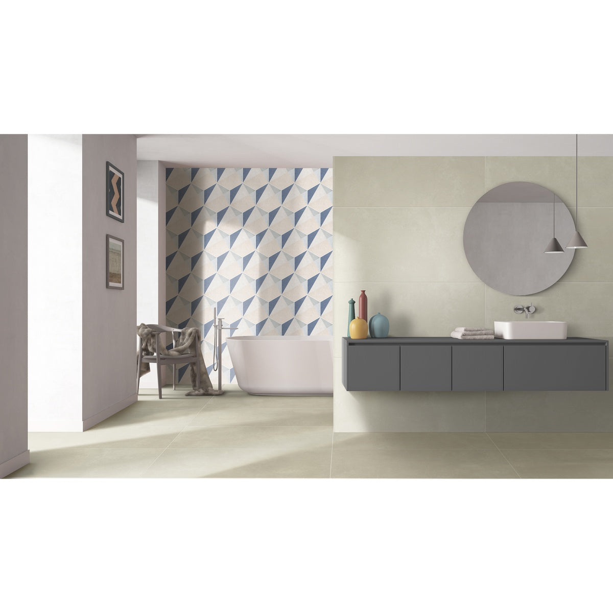 PORCELANATO Porcelatech® Rectificado Concrete ARD® PRO Marfil Caras Diferenciadas 61X121.5 CAJA 1.48