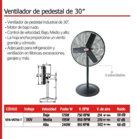 Ventilador Industrial Pedestal 30