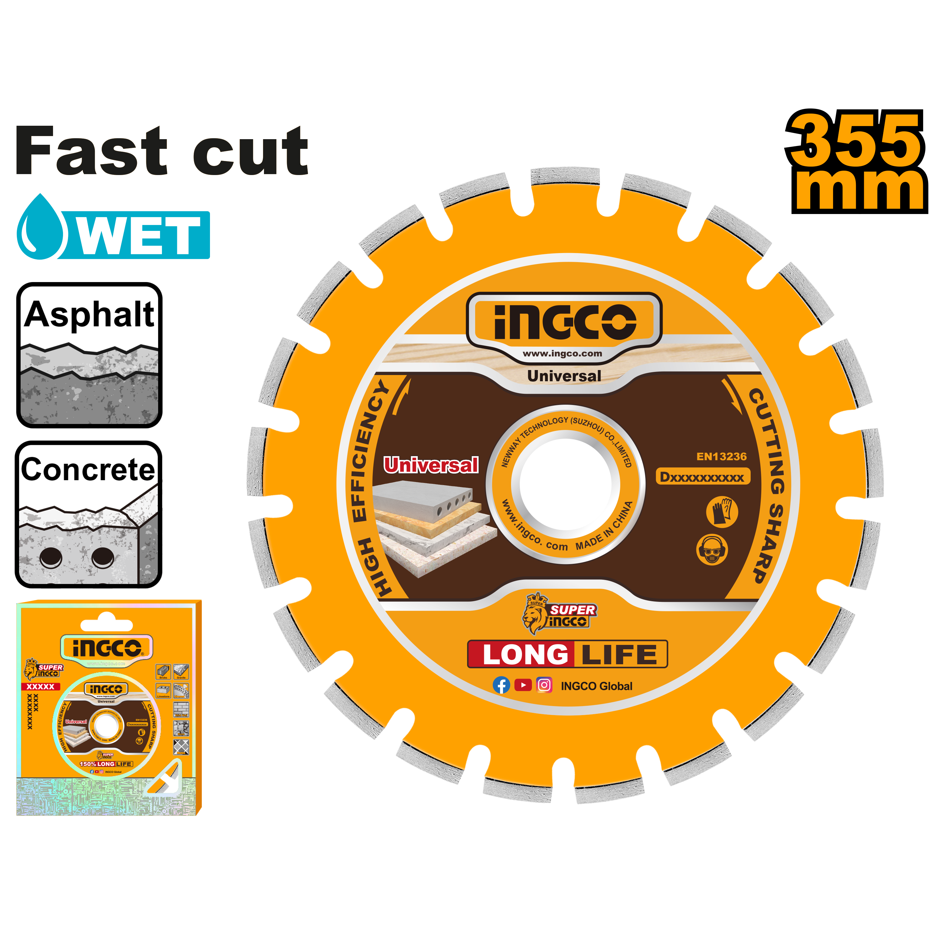 Disco Diamantado Segmentado 14X25,4Mm INGCO DMD033551 - MARKEMSTORE