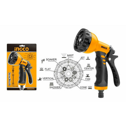 Aspersor De Riego Para Manguera De 9 Patrones Hwsg092 Ingco - MARKEMSTORE