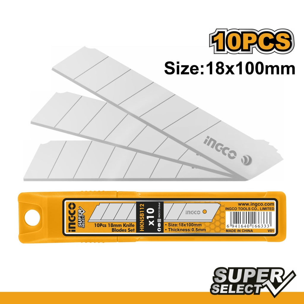 Set 10 Cuchillas 18X100Mm Para Exacto Ingco Hknsb112 - MARKEMSTORE