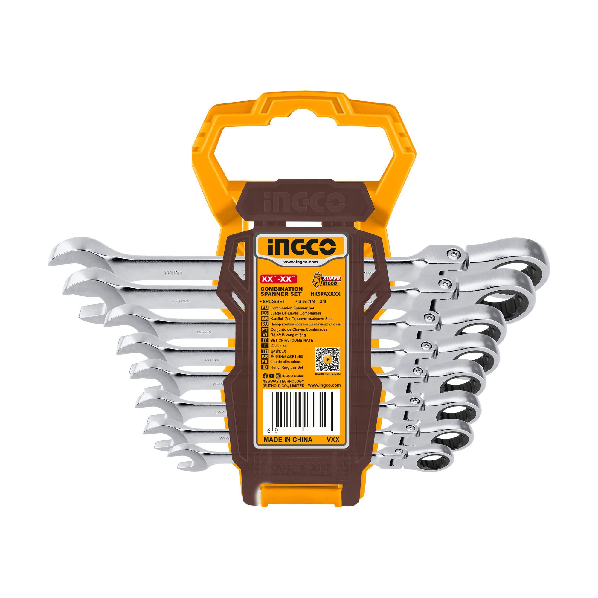 Set Llave Combinada Ind 8 Pcs 8-19mm INGCO HKSPAR1083