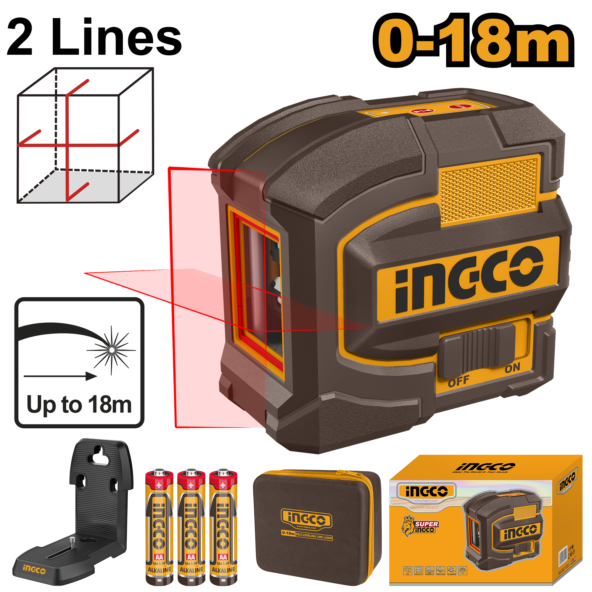 Nivel Laser Clase Ii Angulo Menor O Igual 4 Tipo 635Nm INGCO HLL156503 - MARKEMSTORE