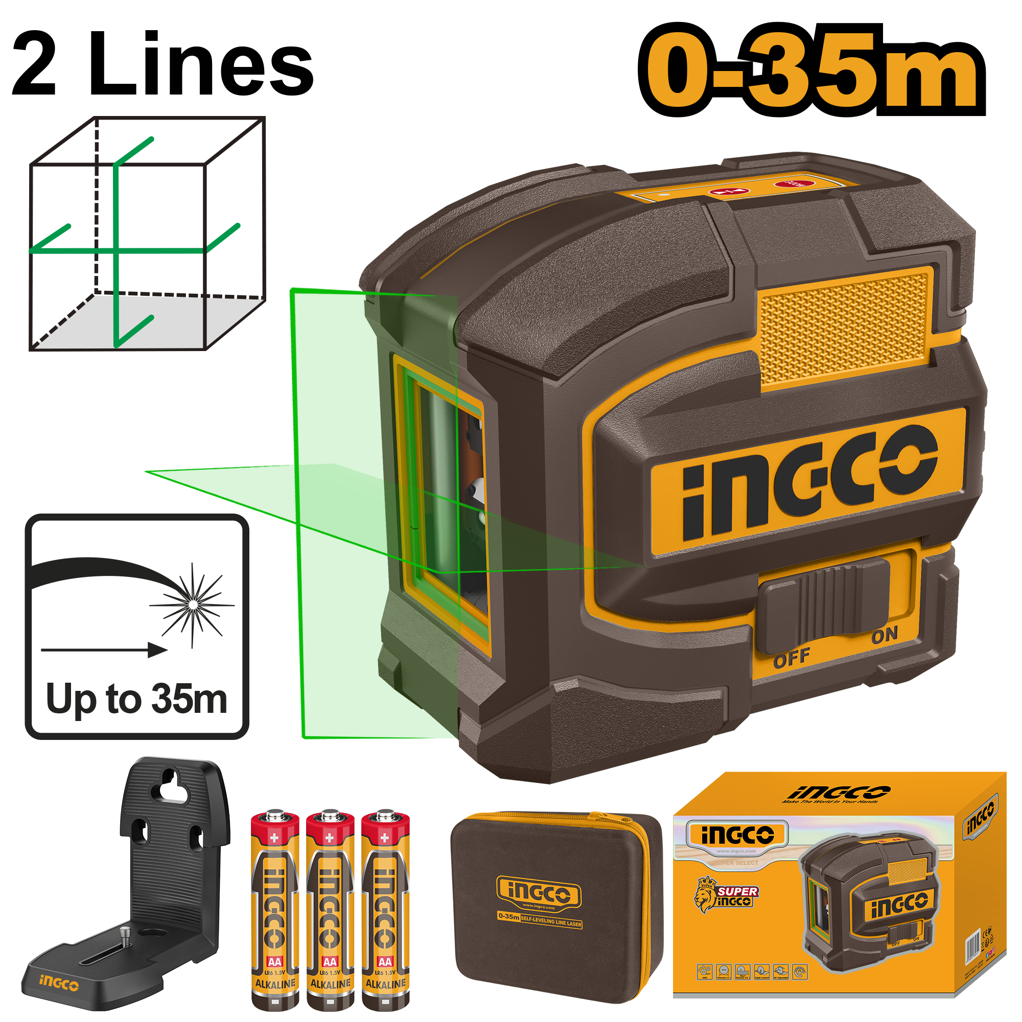 Nivel Laser Clase Ii Angulo Menor O Igual 4 Tipo 520Nm INGCO HLL156601
