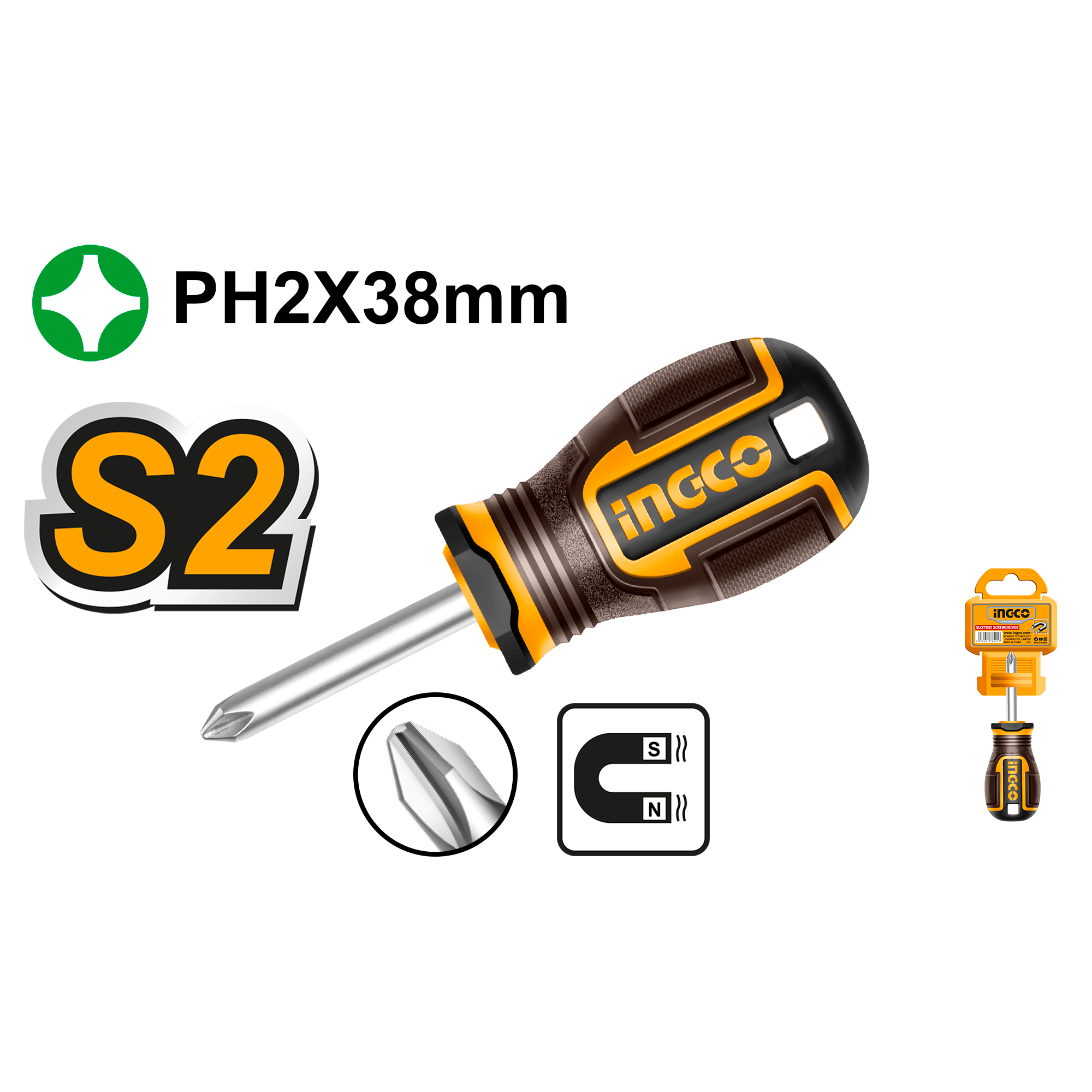 Destornillador Phillips 6X38mm INGCO HSDPH2038 - MARKEMSTORE