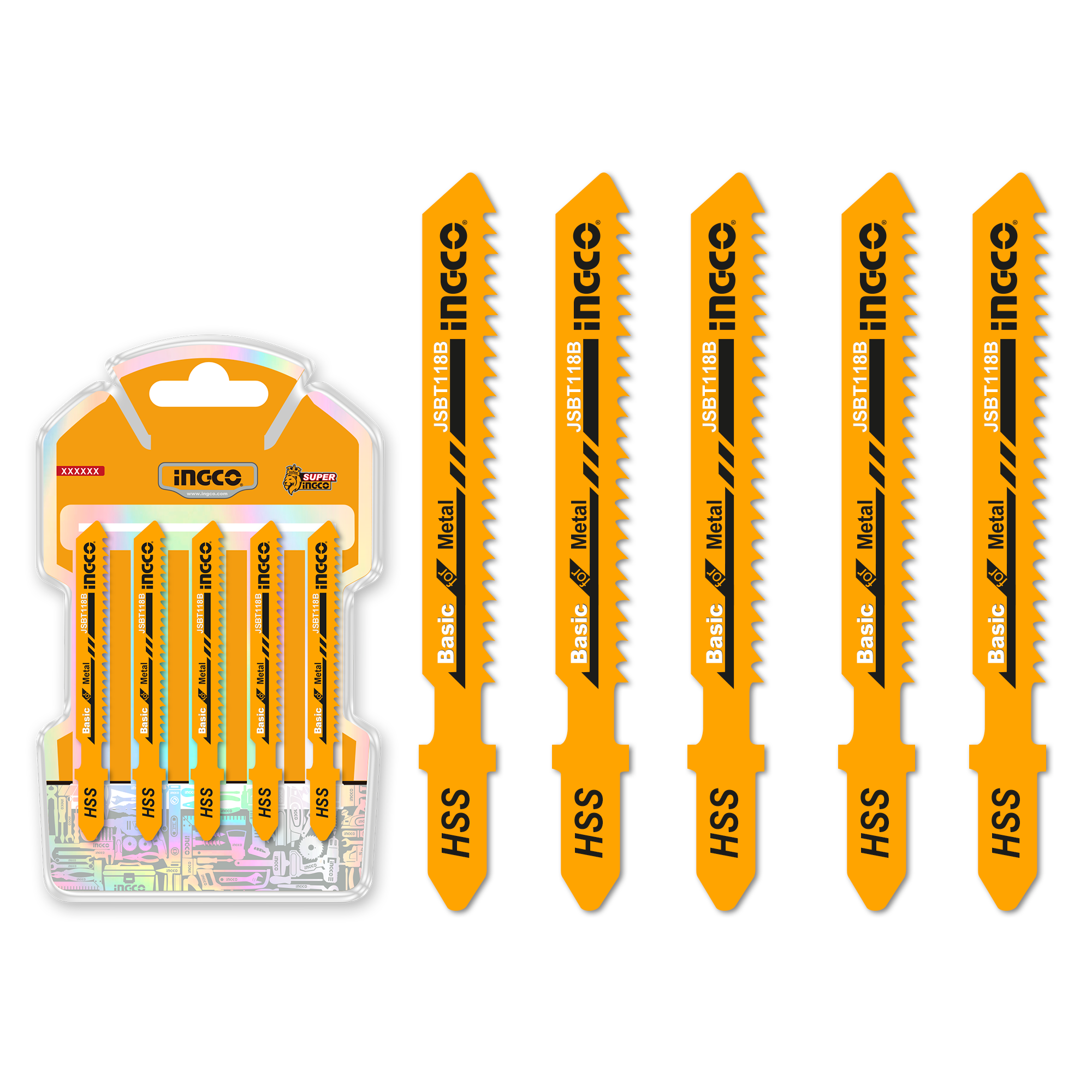 Set de Hojas Para Sierra Caladora Metal 5 Piezas INGCO JSBT118B - MARKEMSTORE