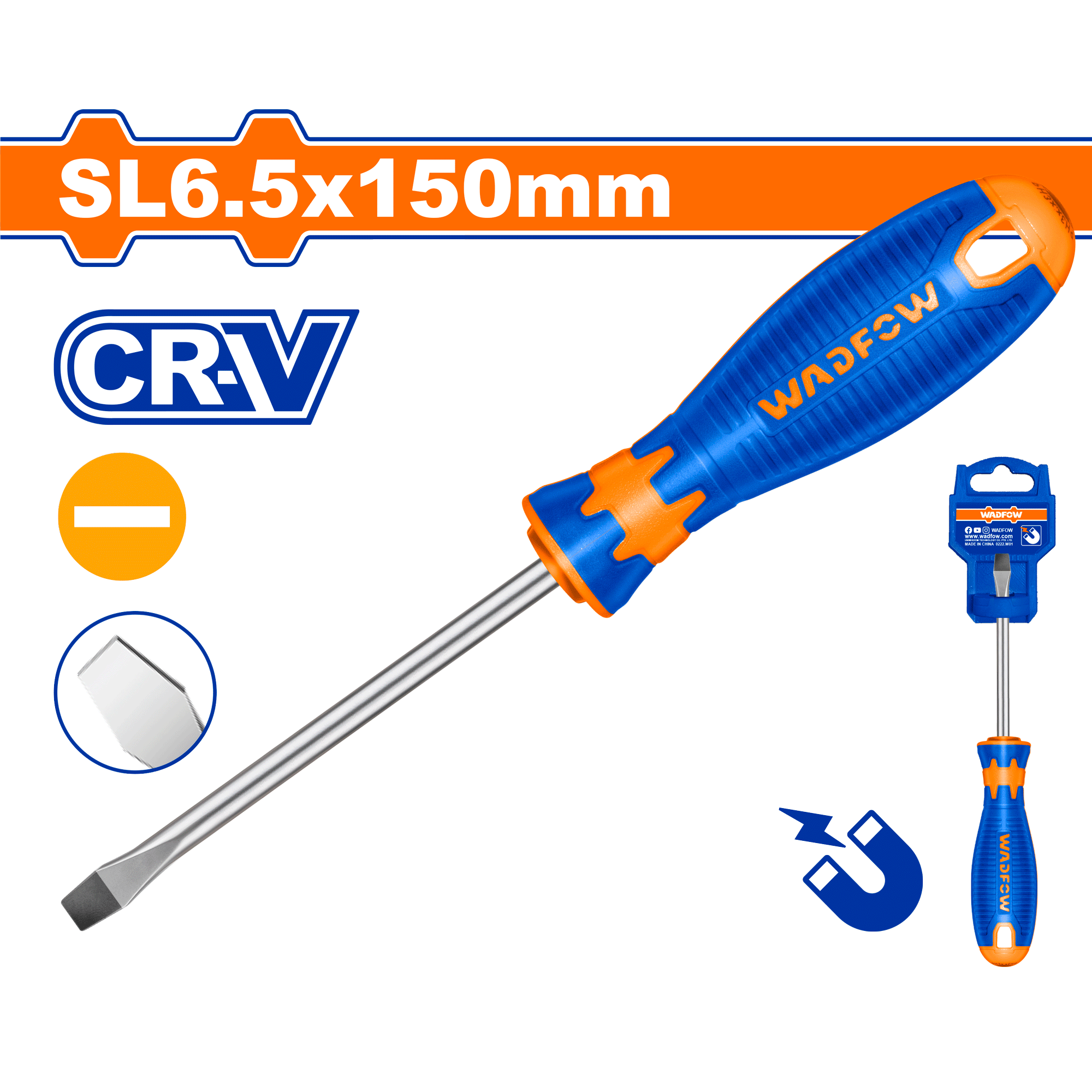 Destornillador Pala 6,5X150 Crv Agarre Suave WADFOW WSD1266 - MARKEMSTORE
