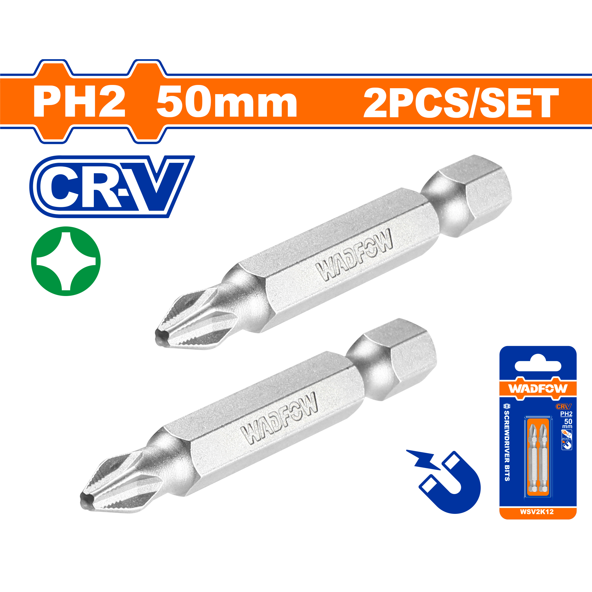 Juego 2 Puntas Destornillador Ph2X50Mm Crv WADFOW WSV2K12 - MARKEMSTORE