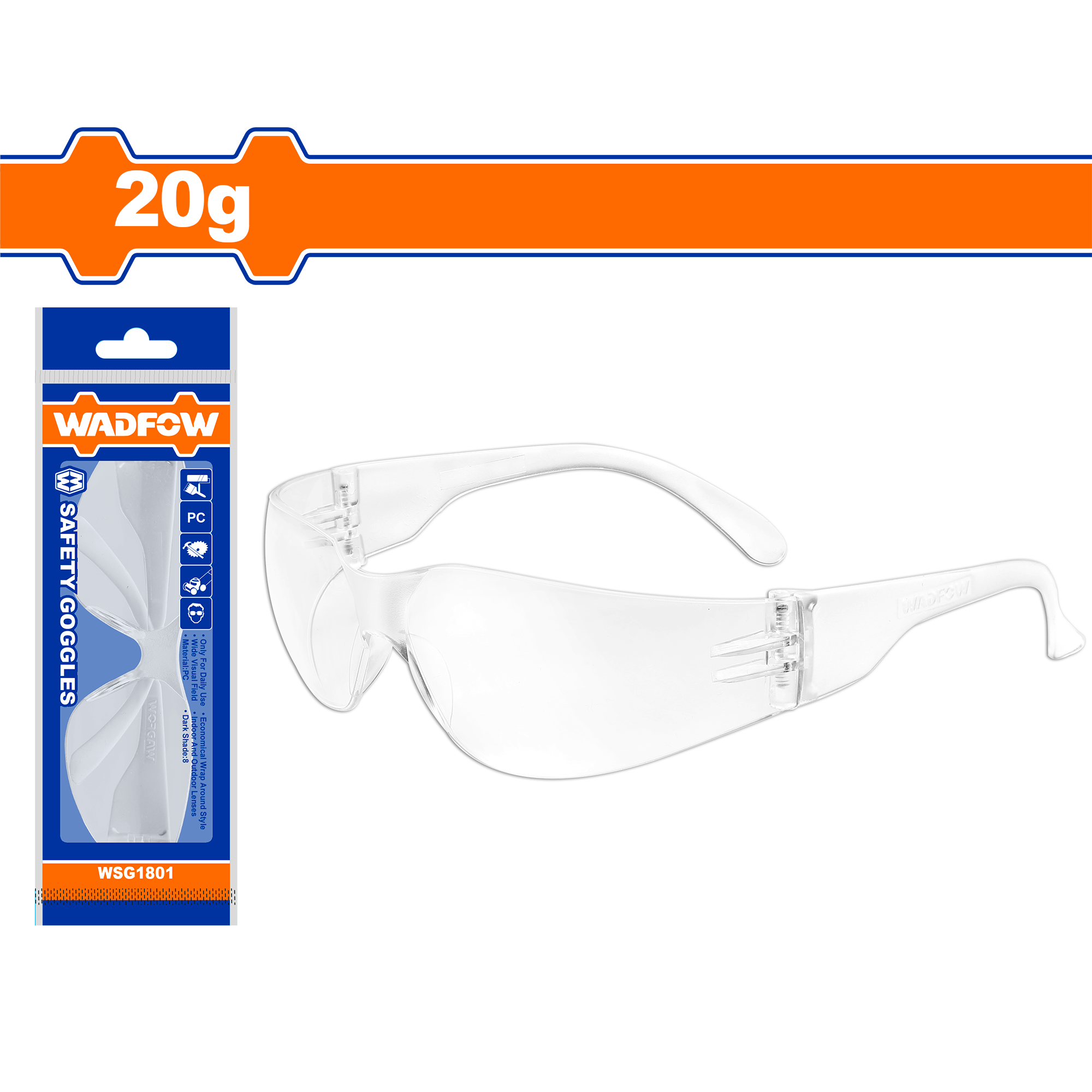 Gafas de Seguridad En PC /Ajustable WADFOW WSG1801 - MARKEMSTORE