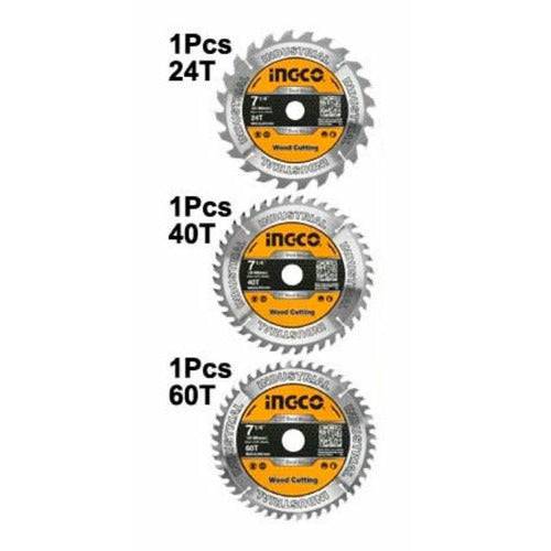 Ingco Set 3pzs Disco Sierra Madera 7-1/4 24d 40d 60d Tsb5185 - MARKEMSTORE