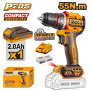 Taladro de rotación Inalámbrico 1/2" 20V 55Nm INGCO UCDLI205582