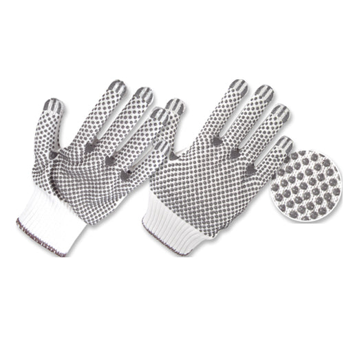 Guantes Fibra Sintetica Poliester Blanco Con Puntos Pvc Grises 2Caras Grip Vi 19800005 - MARKEMSTORE