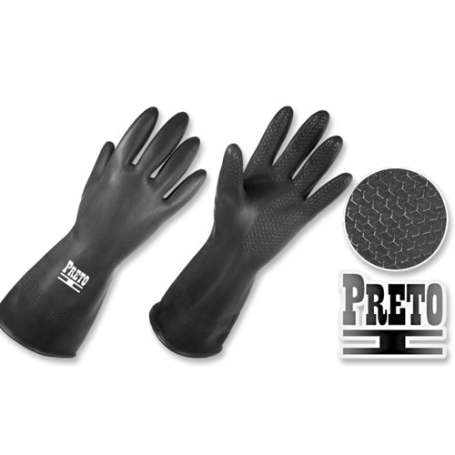 Guantes Caucho Negro Largo 12" T-9 L Preto I 19810509 - MARKEMSTORE