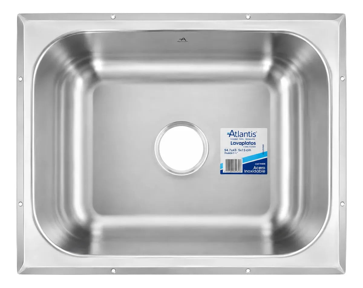 Lavaplatos Atlantis Submontar Acero Inox 54.7x43.5cm