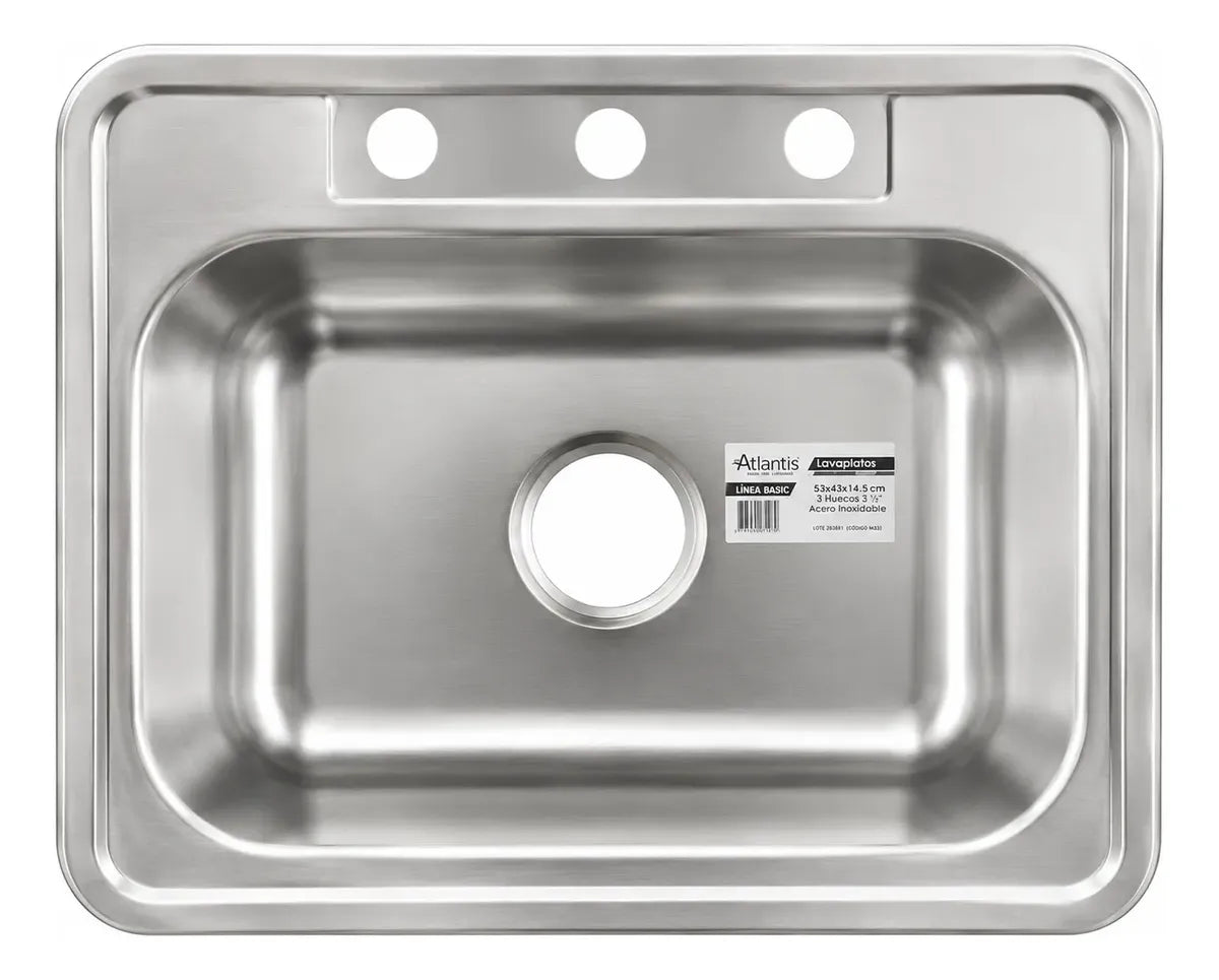 Lavaplatos Atlantis Acero Inoxidable 53x43cm De Sobrepone