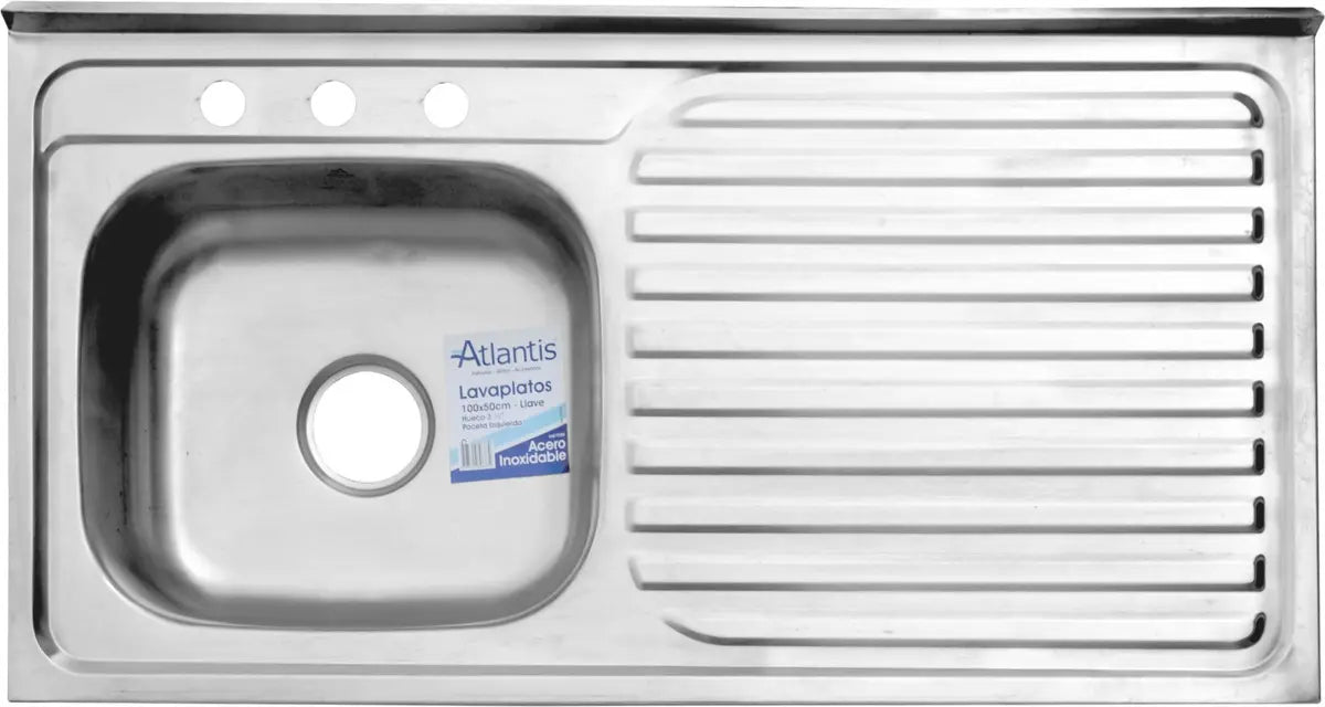 Lavaplatos Atlantis Izquierdo 100x50 Acero Inoxidable 3 huecos