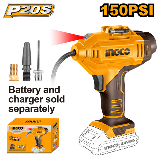 Compresor Inalambrico Ionlitio 20V Con 3 Adaptadores Cacli2018 - MARKEMSTORE