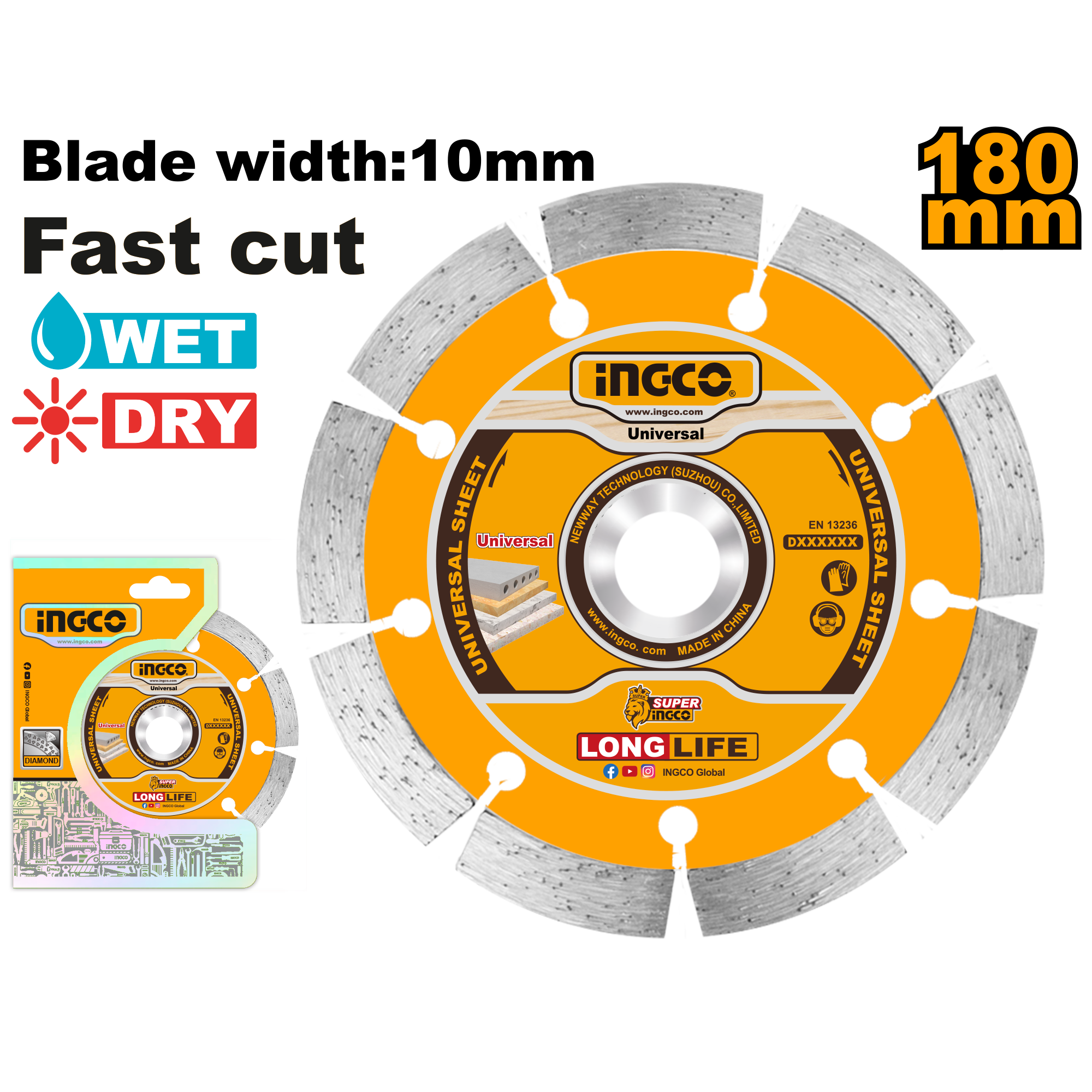 Disco Diamantado Segmentado 7X22,2mm  INGCO DMD011802 - MARKEMSTORE