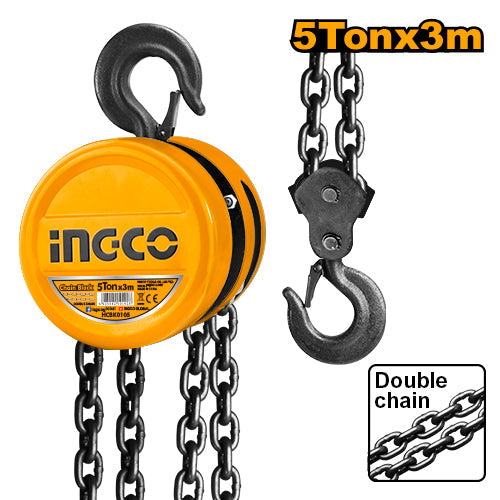 Diferencial Manual De Cadena 5Ton 3Mts X 2 Cadenas Ingco HCBK0105 - MARKEMSTORE