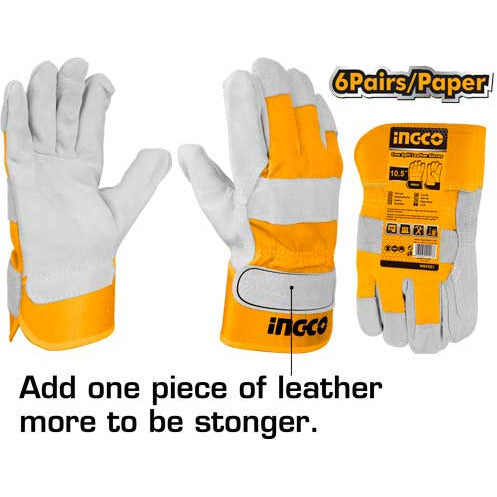 Guantes De Cuero 10.5" Ingco HGVC01 - MARKEMSTORE