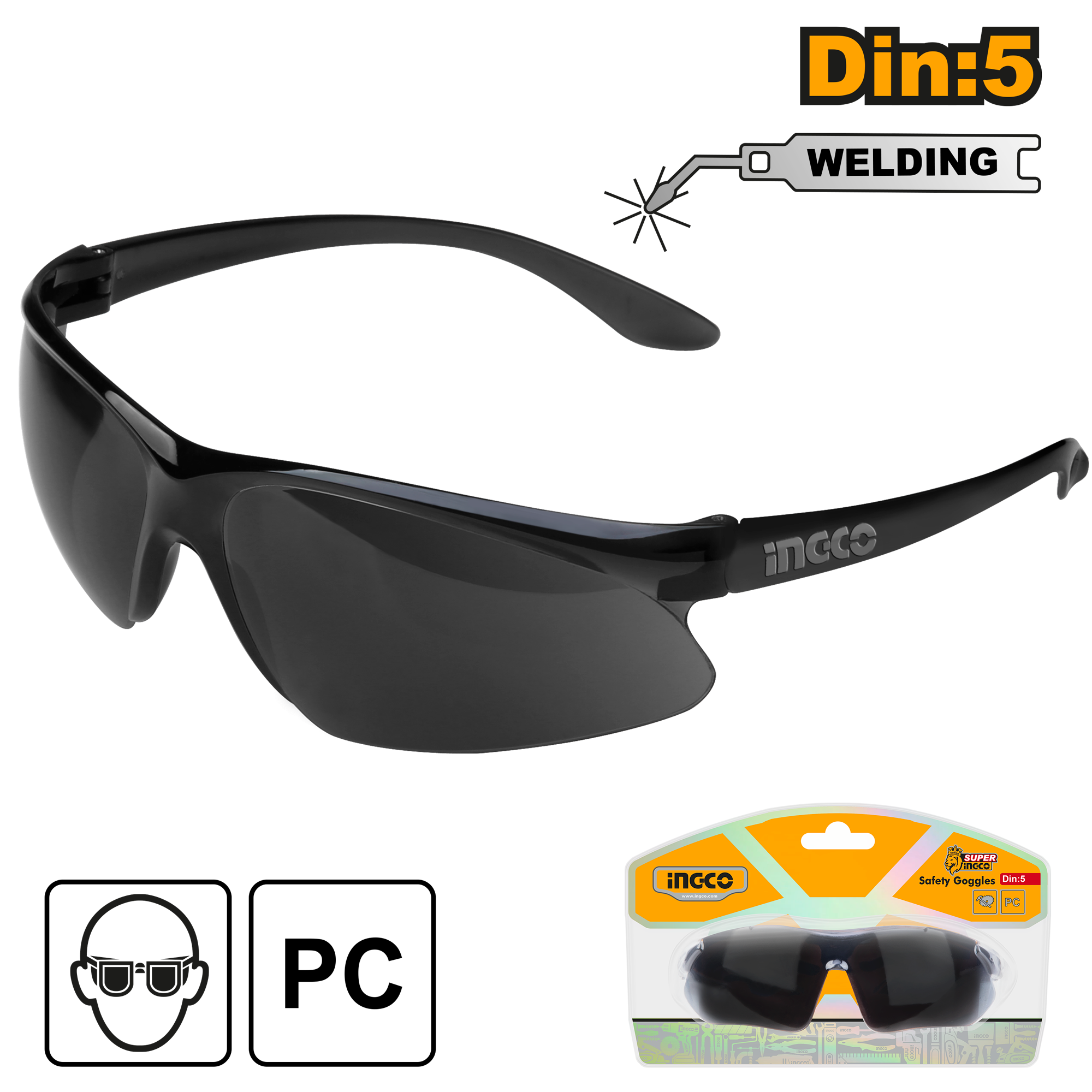 Gafas De Seguridad Lente Oscura #5 INGCO HSG07