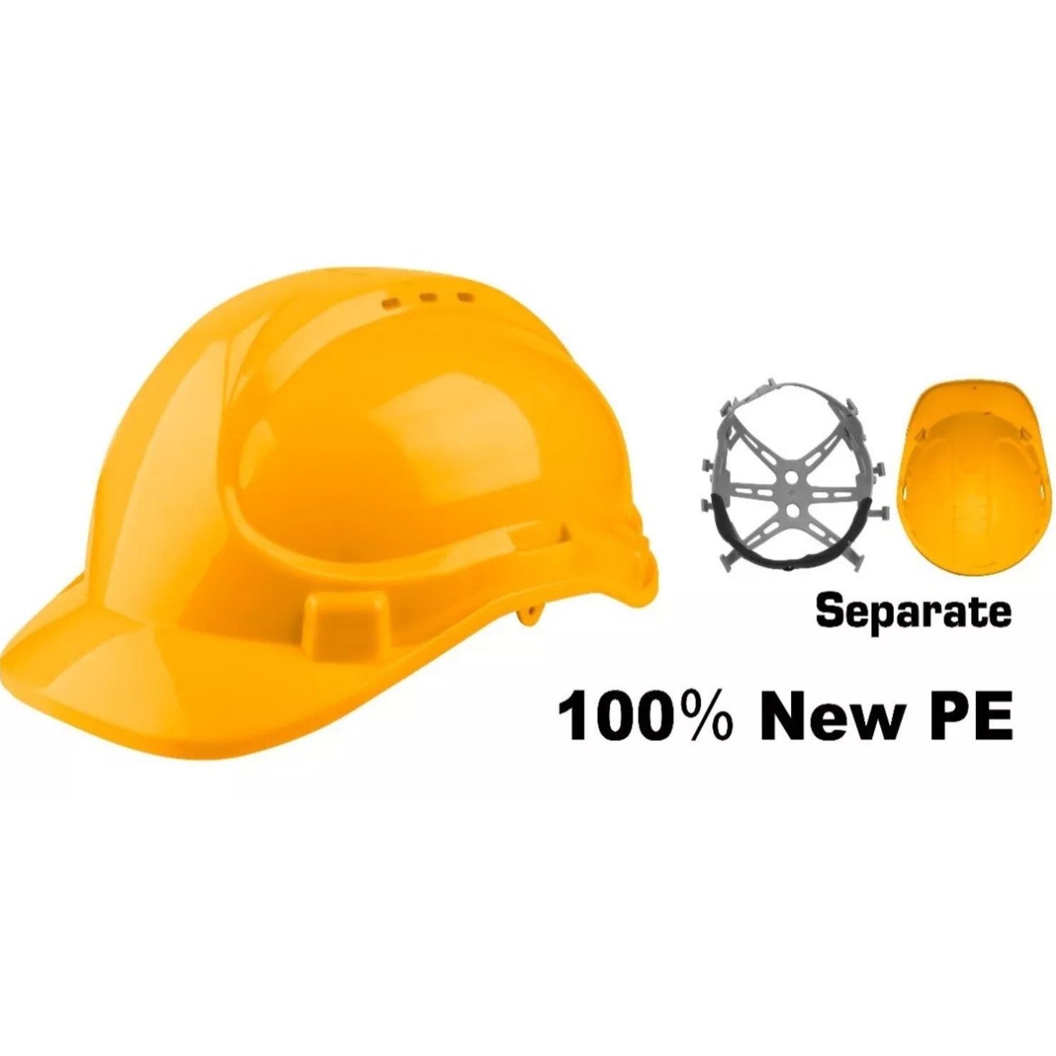 Casco De Seguridad Amarillo Con Ventilacion Supension 8 Punto Ingco HSH206 - MARKEMSTORE