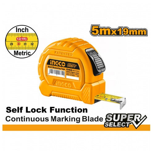Flexometro 5Mtsx19Mm Ss Pulgada/Mt Ingco Hsmt27519 - MARKEMSTORE