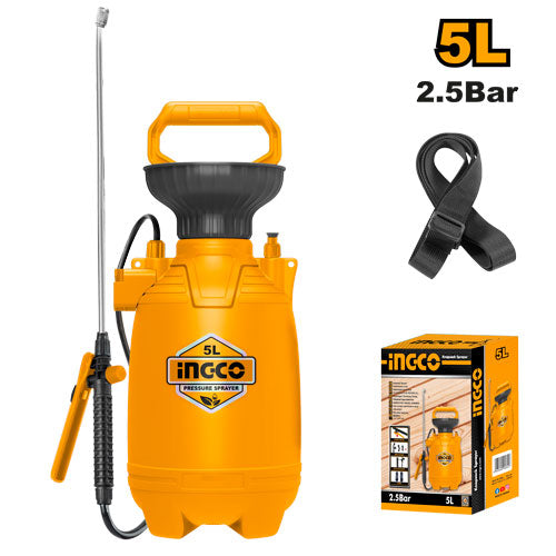 Fumigadora Rociadora 5 Litros 2,5 Bar Con Manguera 1,2Mts Flexible Ingco HSPP30502 - MARKEMSTORE