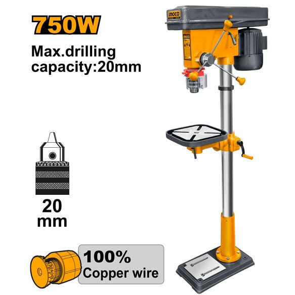 Taladro De Banco 120V 60Hz 750W Mandril 20Mm 180-2770Rpm UDP207502 - MARKEMSTORE