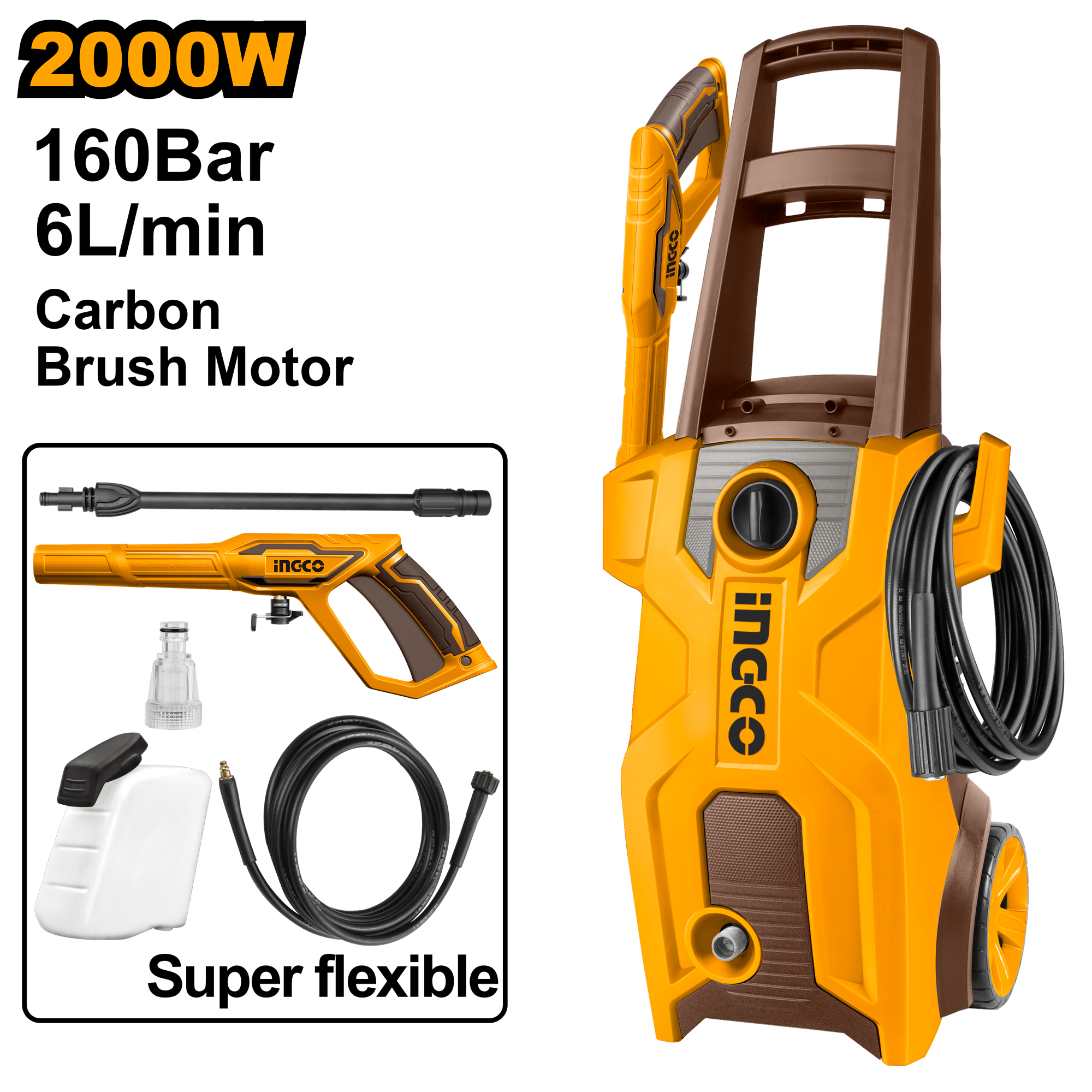 Hidrolavadora 110/120V 2000W 2320 Psi 6,0L/Min INGCO UHPWR20018