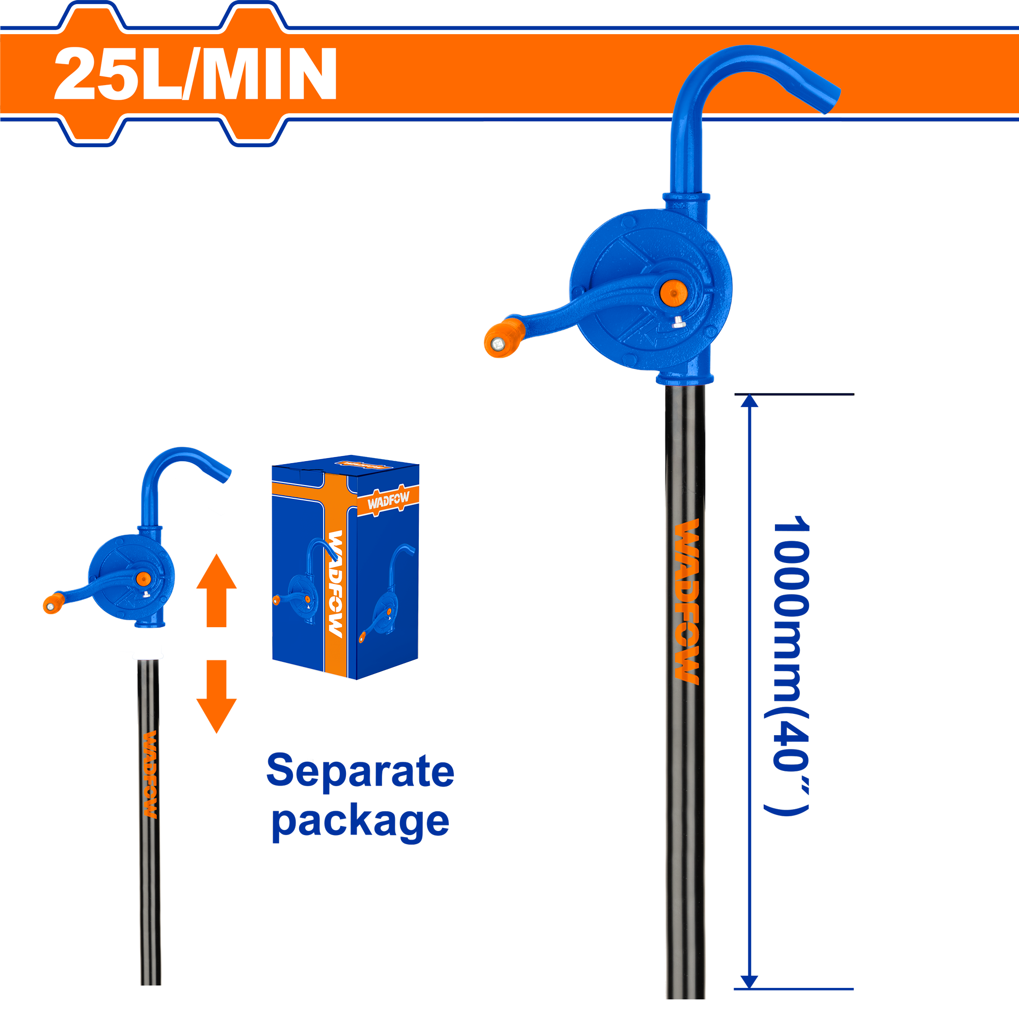 Bomba De Aceite Manual 25L/Min 127Cm Zincada WADFOW REF. WHY2525