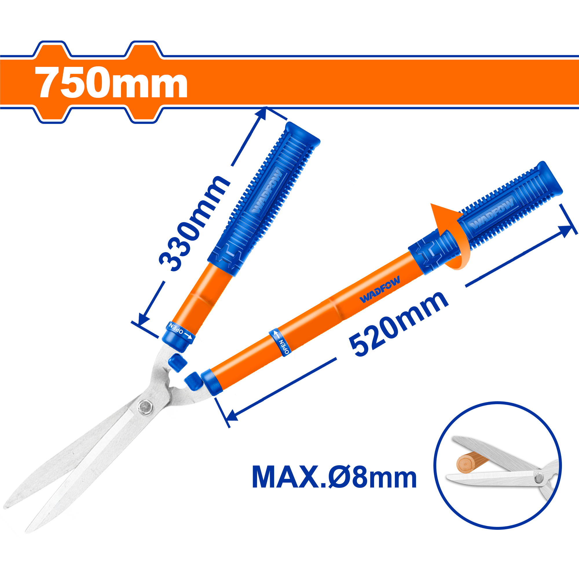 Tijera P/Setos Telescópica 550-750Mm WADFOW WPR1E90