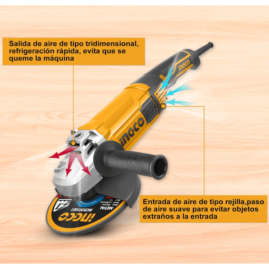 Pulidora Amoladora Angular 9"  2200w Ingco UAG220018 - MARKEMSTORE