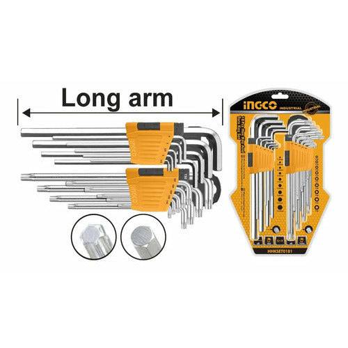 juego de llaves allen hexagonales Y Torx 18pzs Ingco Hhkset0181 - MARKEMSTORE