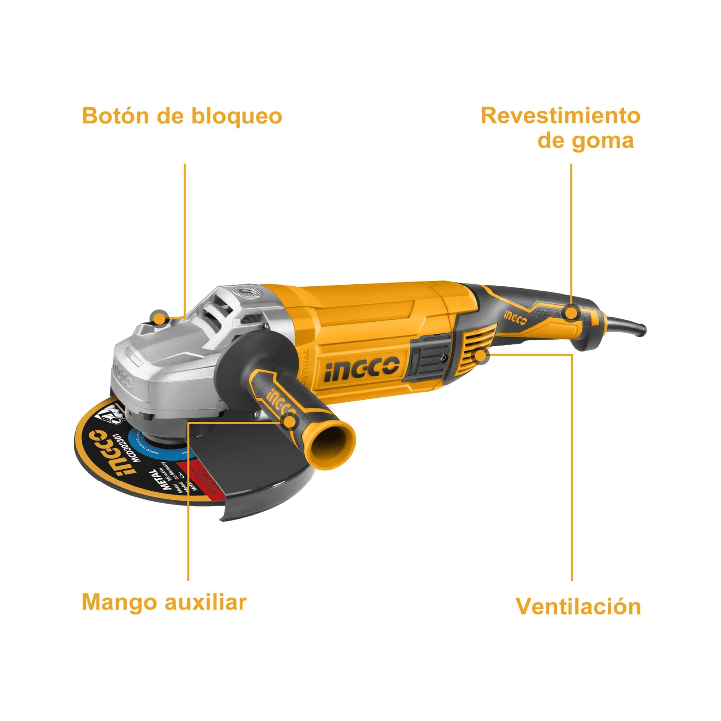 Pulidora Amoladora Angular 9" 2400w Ingco UAG24008 - MARKEMSTORE