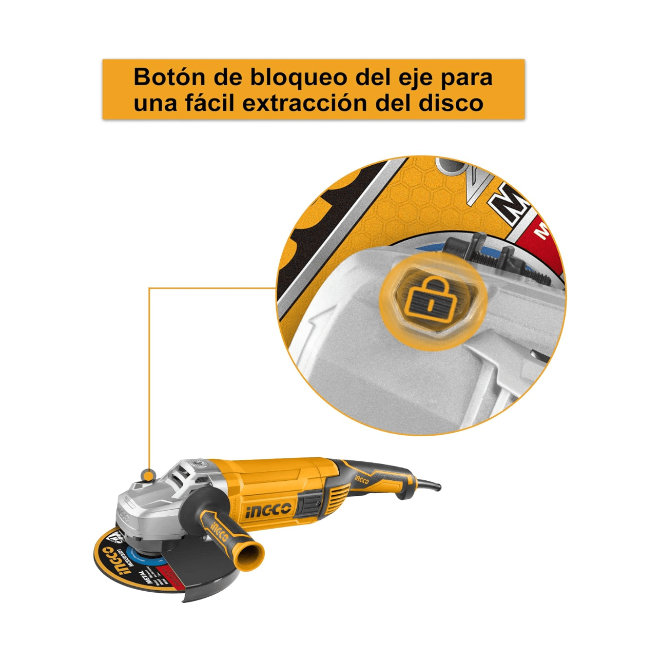 Pulidora Amoladora Angular 9" 2400w Ingco UAG24008 - MARKEMSTORE